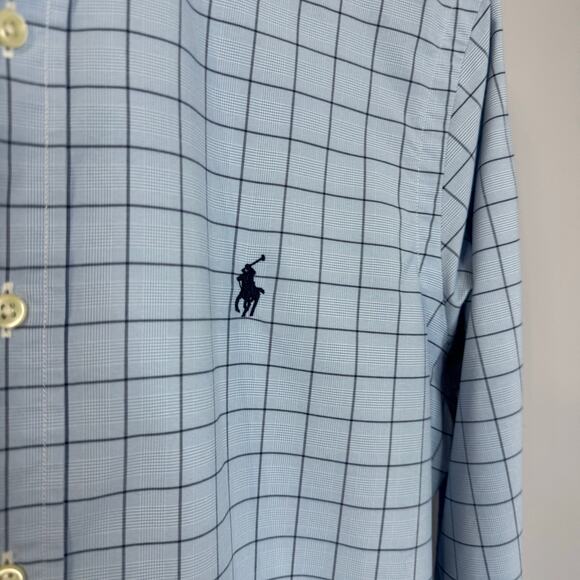 Ralph Lauren Checked Performance Twill Shirt Polo Golf Dress Shirt Blue S - Picture 3 of 7